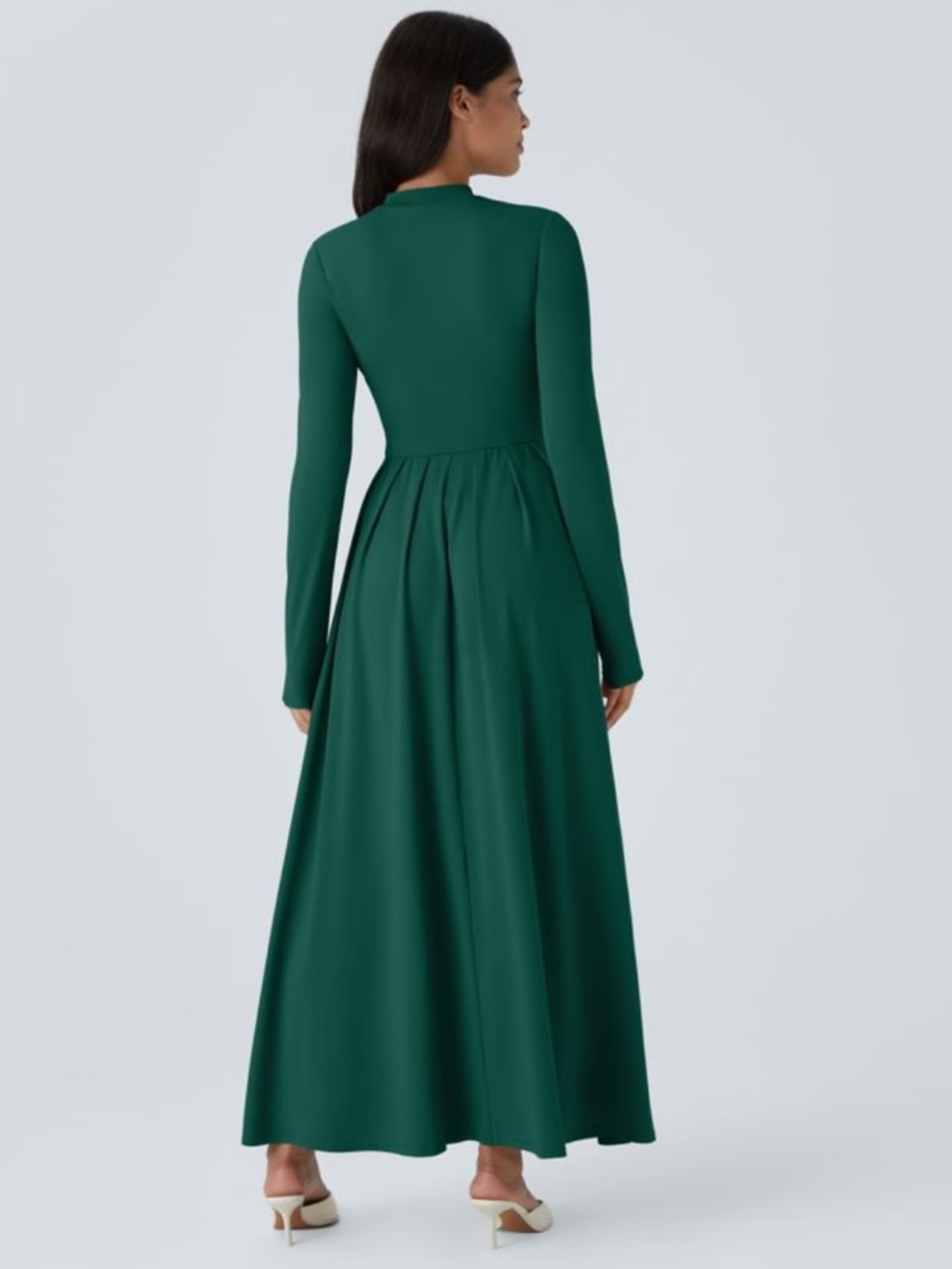 HALARA Forest Green Long Sleeve Maxi Dress size large - Picture 3 of 8